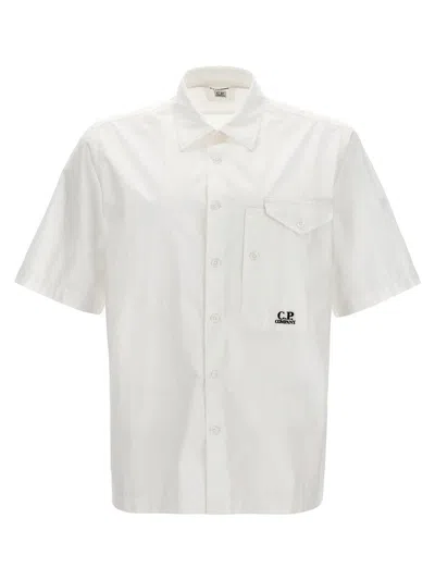 C.p. Company Logo Embroidery Shirt In White