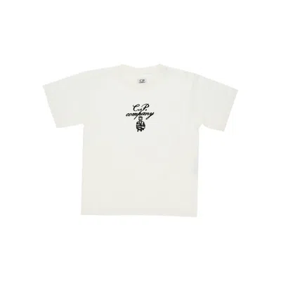 C.p. Company Logo Embroidery T-shirt Kids In White
