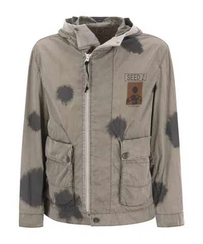 C.p. Company Logo Hooded Casual Jacket In Gray