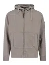 C.p. Company Long-sleeved Hooded Zip-up Sweatshirt In Gray
