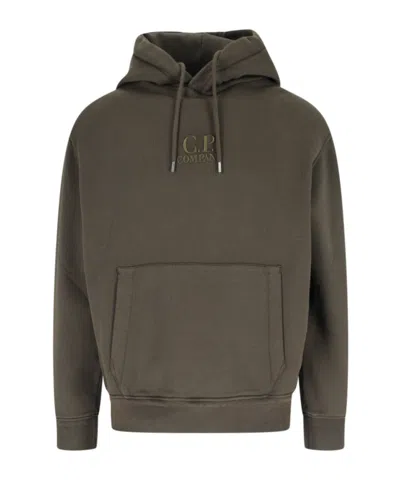 C.p. Company Logo Hooded Sweatshirt In Green