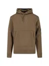 C.p. Company Logo-print Hoodie In Brown