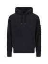 C.p. Company Classic Black Hoodie With Kangaroo Pocket And Signature Detail In Black