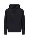 C.p. Company Classic Black Hoodie With Kangaroo Pocket And Signature Detail In Black