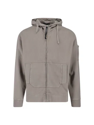 C.P. COMPANY C.P. COMPANY LOGO HOODIE – GREY
