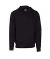 C.p. Company Crewneck Sweatshirt With Arm Patch And Hood In Black