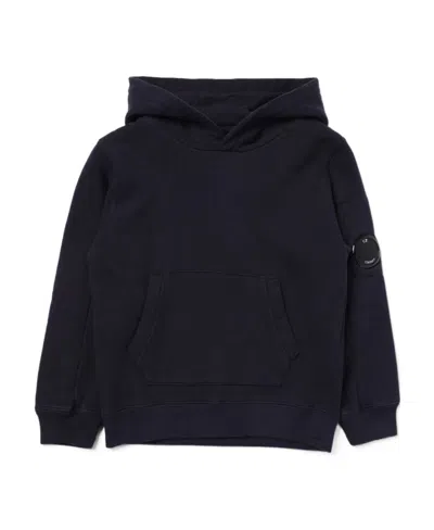 C.p. Company Logo Logo Hooded Sweater In Black