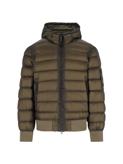 C.p. Company Logo Padded Down Jacket In Brown