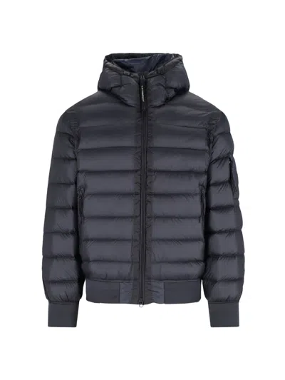 C.p. Company Logo Padded Down Jacket In Blue