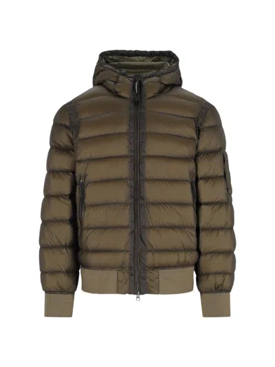 C.p. Company Logo Padded Down Jacket In Green