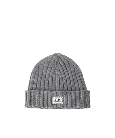 C.p. Company Logo-patch Beanie In Gray