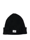 C.p. Company Logo-patch Beanie Hat In Black