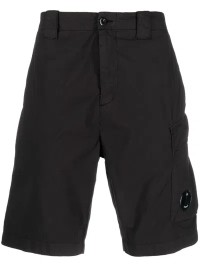 C.p. Company Logo-patch Cargo Shorts In Black