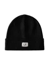 C.p. Company Knit Logo Beanie In Black