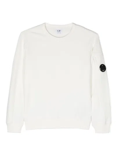 C.p. Company Kids' Logo-patch Cotton Sweatshirt In White