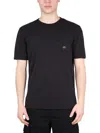 C.p. Company Blue T-shirt With Logo Printed On The Front In Black