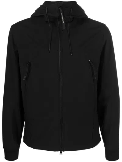 C.p. Company Logo-patch Hooded Jacket In Black