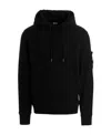 C.p. Company Classic Black Hoodie With Kangaroo Pocket And Signature Detail In Black