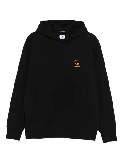 C.p. Company Logo-patch Hoodie In Black