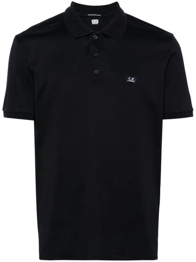 C.p. Company Logo-patch Jersey Polo Shirt In Blue