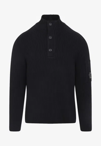 C.P. COMPANY LOGO-PATCH KNITTED SWEATER