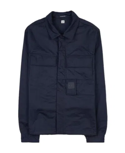 C.p. Company Logo-patch Lightweight Shirt Jacket In Black