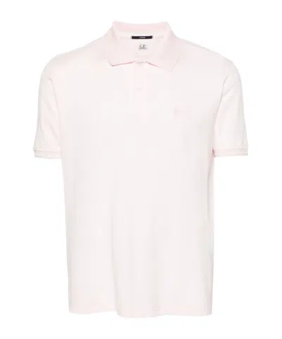 C.p. Company Logo-patch Piqué Polo Shirt In Pink