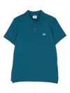 C.p. Company Logo-patch Piqué Polo Shirt In Blue