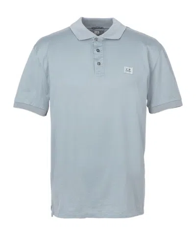 C.p. Company Logo-patch Polo Shirt In Blue