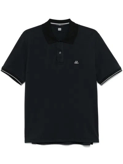 C.p. Company Logo-patch Polo Shirt In Black