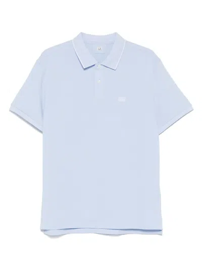 C.p. Company Logo-embroidered Polo Shirt In Blue