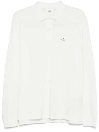 C.p. Company Logo-patch Polo Shirt In White