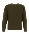 C.p. Company Lens-detail Ribbed Sweater Knitwear Brown In Green