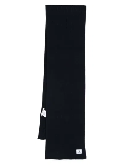 C.p. Company Logo-patch Scarf In Blue
