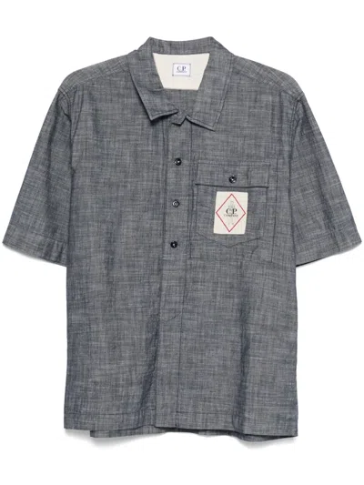 C.p. Company Logo-patch Shirt In Blue