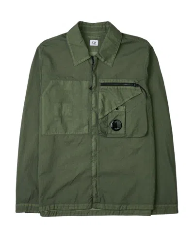 C.p. Company Logo-patch Shirt Jacket In Black