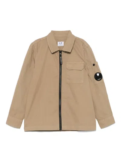 C.p. Company Kids' Logo-patch Shirt Jacket In Neutrals