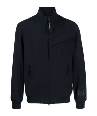 C.p. Company Logo-patch Stand-up Collar Lightweight Jacket In Black