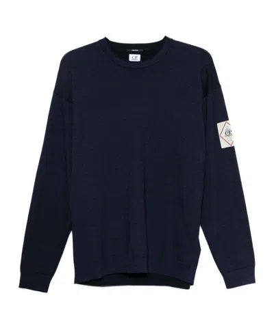 C.p. Company Logo-patch Sweater In Blue