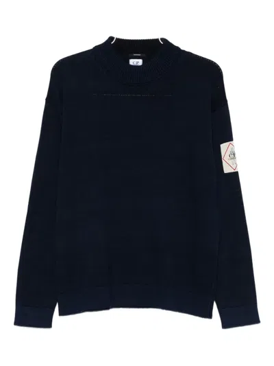 C.p. Company Logo-patch Sweater In Blue