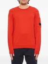 C.p. Company Sea Island Crewneck Lens Knit In Orange