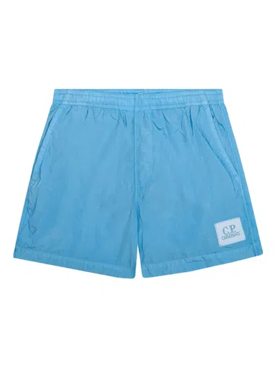 C.p. Company Kids' Logo-patch Swim Shorts In Blue