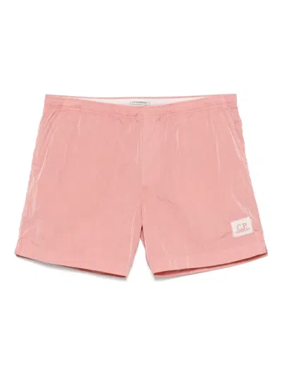 C.p. Company Logo-patch Swim Shorts In Pink
