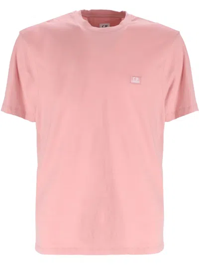 C.p. Company Logo Cotton Crew Neck T-shirt In Pink