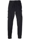 C.p. Company Logo-patch Tapered Trousers In Blau