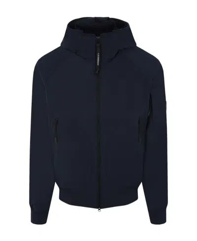 C.p. Company Logo-patch Zip-up Sports Jacket In Black