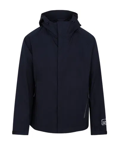 C.p. Company Logo-patch Zipped Hooded Jacket In Black