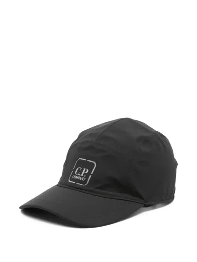 C.p. Company Logo-plaque Baseball Cap In Black