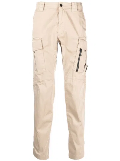 C.p. Company Logo-plaque Cargo-pocket Trousers In Neutrals