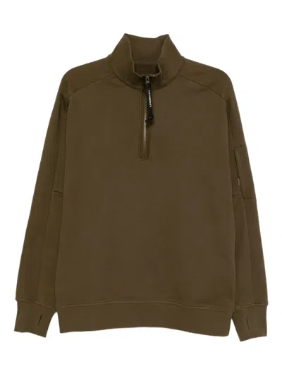 C.p. Company Logo-plaque Cotton Sweatshirt In Brown